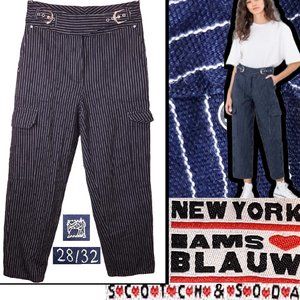 Scotch & Soda Navy Pinstripe Cropped Cargo Pants